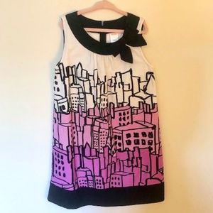 Gymboree Cityscape A-line Sleeveless Dress, Sz 8, Black/White/Purple
